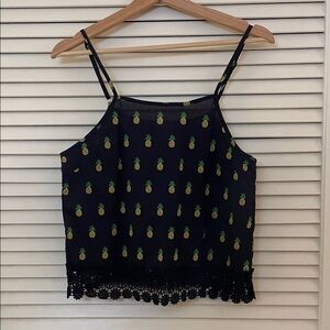 Pineapple Patterned Black Cami Top